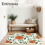 Vintage Botanical Scroll with Central Rosette Design (Ivory) - ODIKA