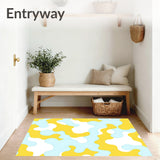 Abstract Cloud Drift Motif Showcasing Fluid Whimsical Shapes(Yellow)