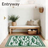 Nordic Village Patterned Featuring Interlocking Snowy Landscape Scenes(Green)