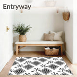 Nordic Snowflake Interlocking Plaid Welcome with Festive Accents(Black)