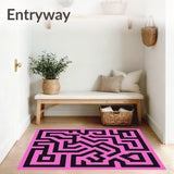 Elegant Interlocking Maze Inspired Unique Floor Covering (Pink)