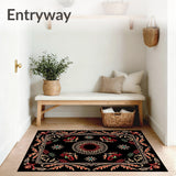 Winter Laurel Tapestry with Festive Berry Details(Black)