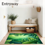 Fresh Tropical Inspired Area Rug Durable for Indoor and Use(Green)