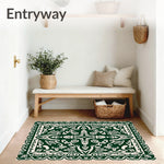 Elegant Floral Vintage Medallion Low Pile (Green) - ODIKA