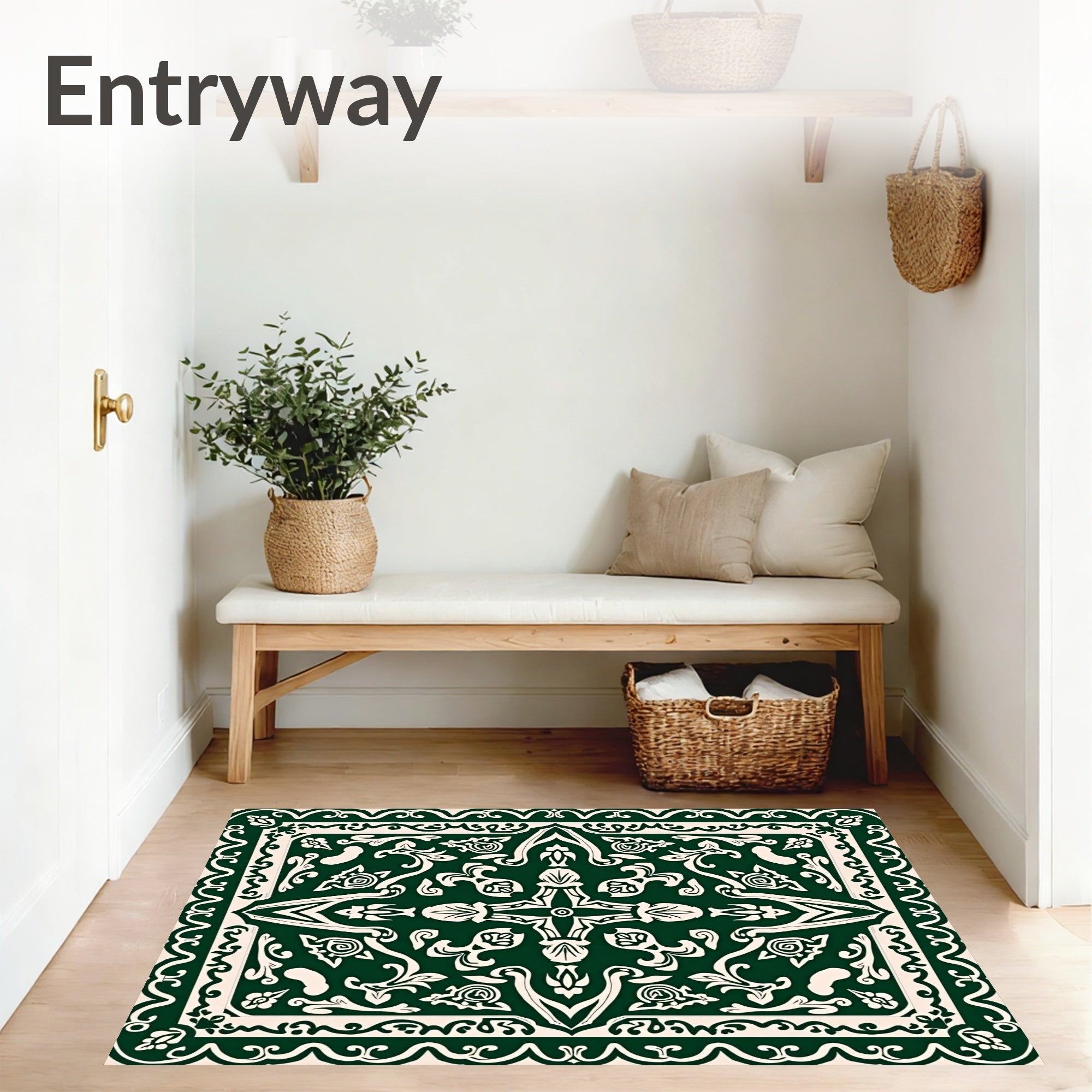 Elegant Floral Vintage Medallion Low Pile (Green) - ODIKA