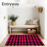 Classic Checkered Patterned With Bold Contrast Stripes(Pink)