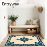 Classic Medallion Vintage Style Anti Slip Floor Covering(Beige)