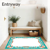 Elegant Borderline Patterned with Symmetrical Interlocking Motifs (Turquoise)