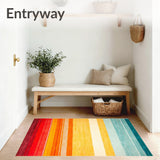 Boho Sunrise Stripe Rug With Easy Clean Surface For Versatile Decorating(Red)