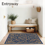 Abstract Paisley Swirl Collection with Teardrop Motif Arrangement(Blue)