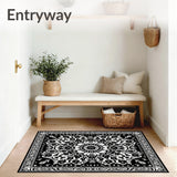 Elegant Floral Vine Interlocking Medallion Tapestry(Black)