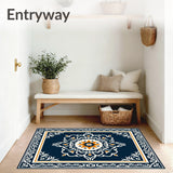 Heritage Artisan Medallion With Vintage Damask Inspiration(Navy)