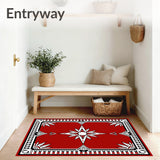 Medallion with Houndstooth Border Accent Details(Red)