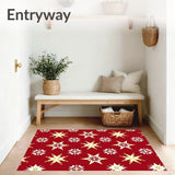 Merry Celebration Stars Retro Indoor Floor Covering(Red)