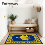 Lotus Medallion Mosaic with Ornate Border and Delicate Flourishes(Blue)