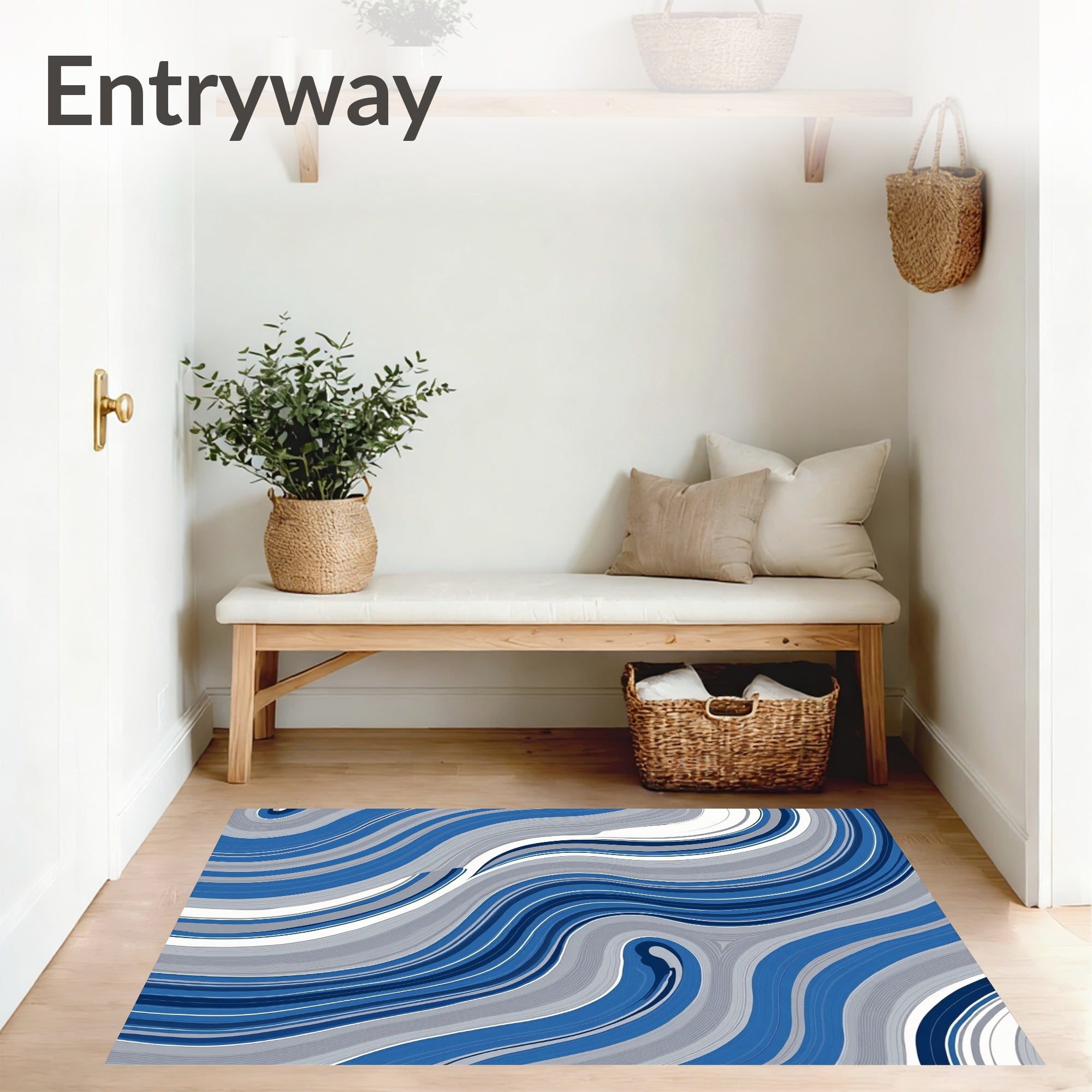 Swirled Marble Effect Gradient Abstract Contemporary Design (Blue) - ODIKA