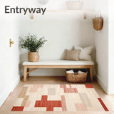 Abstract Geometric Area Non Skid Backing Easy Care(Beige)