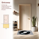 Ultra Soft Area Rug, Non Slip, Stain Resistant, Washable Area Rugs for Living Room, Bedroom, vinyl record music rug(Black)