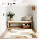 Oatmeal Swirl Area Cream Blend Abstract Motion Art(Beige)