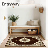 Vintage Medallion Accent with Intricate Border Design(Brown)