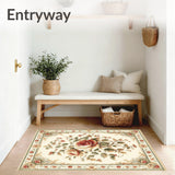 Desert Rose Beige Sage Muted Floral Medallion Floor Accent(Beige)