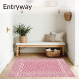 Interlocking Maze with Accents and Subtle Herringbone Motifs (Pink)