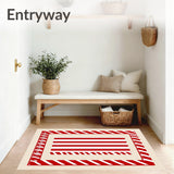 Cane Stripe Medallion with Festive Ribbon Framework(Red)