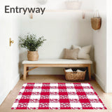 Buffalo Plaid Accent Welcome Holiday Checkered Design(Red)