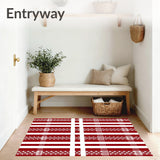Plaid with Interwoven Evergreen and Berry Sprig Details(Red)