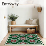 Nordic Snowflake Tapestry with Intricate Winter Motif and Festive Flourish(Green)