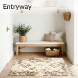 Classic Ornate Area with Distressed Damask and Timeless Neutral Shades(Beige)