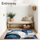 Dynamic Grey and Blue Mixed Hue Area Rug with Contemporary Spiral Pattern(Blue)