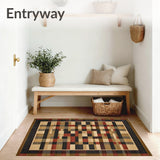 Tawny & Ebony Hues Checkered Contemporary Floor Accent(Beige)