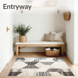 Contemporary Abstract Runner Beige Grey Geometric Design(White)