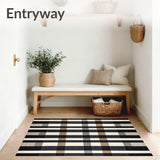 Contemporary Striped Area Bold Black and Beige Graphic(Black)
