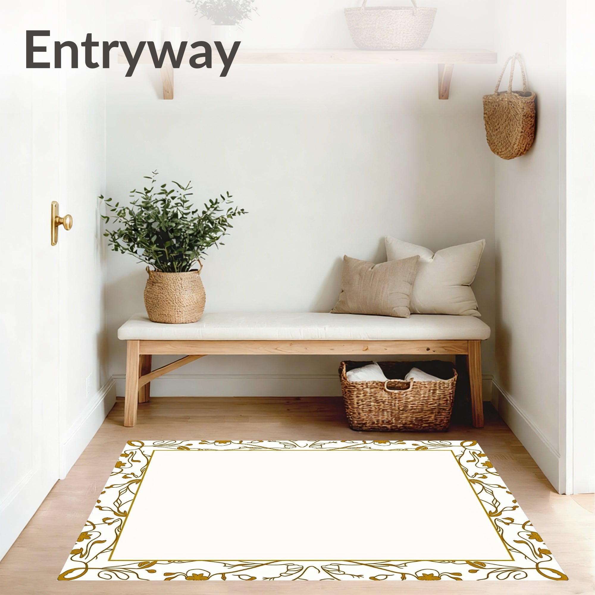 Oriental Lotus Blossom with Intricate Border Framework (White) - ODIKA