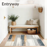 Elegant Neutral Toned Abstract with Distressed Beige and Slate Striped Motif(Gray)