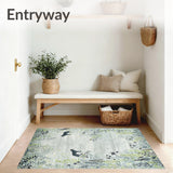 Grey Wolf Rug Wildflowers Weeds Pattern Floor Mat Contemporary Carpet(Gray)