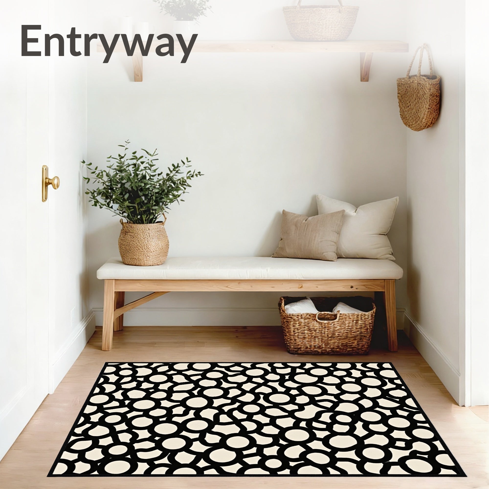 Abstract Prairie Medley with Interlocking Animal Inspired (Black) - ODIKA