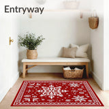 Nordic Snowflake Medallion Festive Holiday Motif Accent(Red)