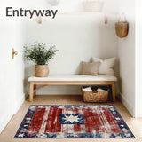 Hand Tufted Stars & Stripes Heritage Area Rug Global Fusion Pendant Design(Red)