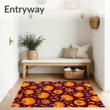 Harvest Moon Pumpkin Patch with Golden Autumn Foliage Non Slip Area(Orange)