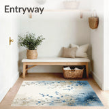 Dreamy Garden Bath with Artistic Watercolor Flower Impressions(Blue)