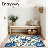 Chic Accent Featuring Navy and Beige Floral Motifs(Blue)