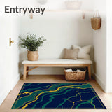 Luxurious Veined Stone with Metallic Accents Contemporary Design(Blue)