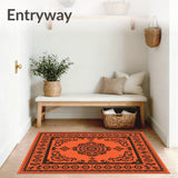 Autumn Harvest Tapestry with Intricate Floral Medallions(Orange)