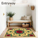 Vintage Poinsettia Tapestry with Abstract Flourishes(Ivory)