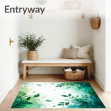 Lake Leaf Escape Plant Inspired Non Slip Area Rug Carpet(Green)