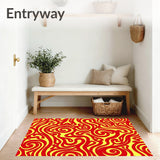 Retro Swirl Mosaic with Dynamic Waves and Bold Floral(Red)