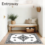 Vintage Medallion Floor Covering with Anti Slip Backing(Black)